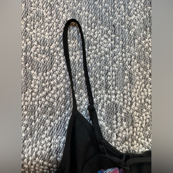 XHILARATION Black Feather Spaghetti Strap Corset Lacing Mini Sun Dress - Medium - Picture 10 of 11